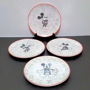 NEW RARE Pottery Barn S/4 Disney Mickey Mouse Salad Plates 8.25" D Stoneware